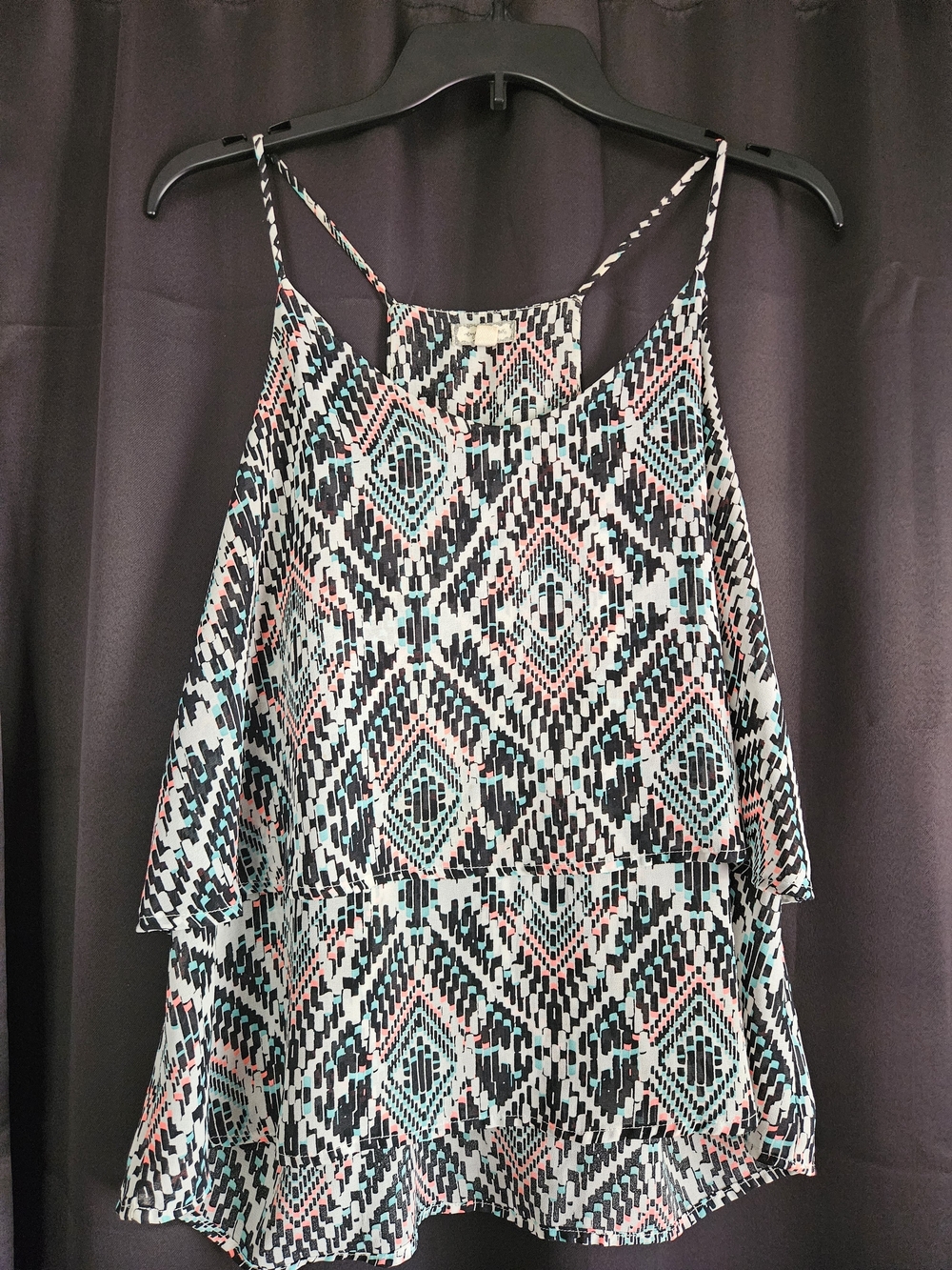 Y2K Eyeshadow Geo Print Tank Top - Black, White, Mint, Coral